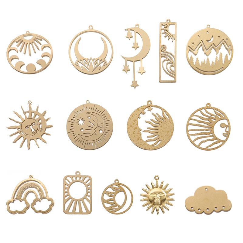 

Charms Raw Brass Star Sun Moon Cloud Pendant Witchy For DIY Necklace Earrings Jewelry Making Decoration CraftsCharms