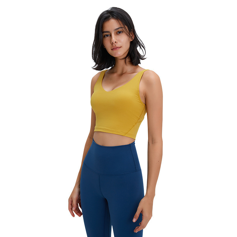 NWT Sports Butter Soft Yoga Fitness Bra Run Tops Sexy Back Stretchy Workout Athletic Vest Tank Shockproof 220325