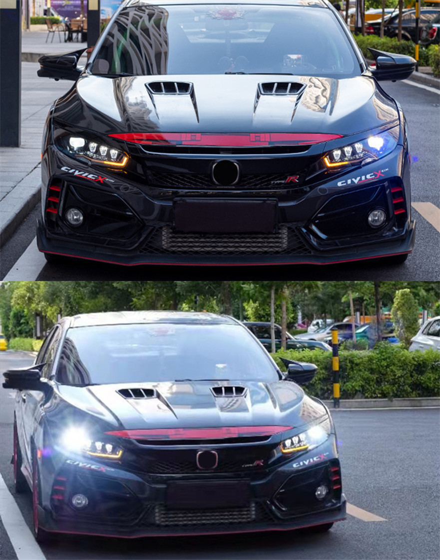 Car Lights For Civic X FC1 FC2 FC5 20 16-2021 LED Diamond Headlights DRL Dynamic Turn Signal Lamp Accessories Assembly Upgrade