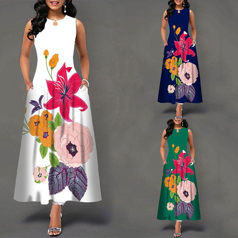 Women Loose Floral Vintage Hole Ruffles Befree Dress Large Big Summer Camis Party Elegant Maxi Dresses Plus Sizes