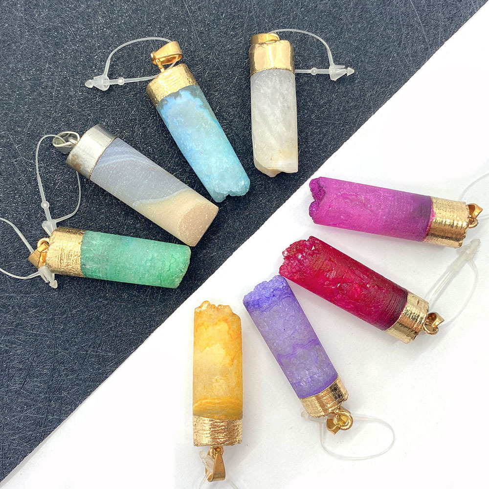 Colorful Druzy Crystal Stone cylindrical Charms Pendant for Jewelry Making Chakra Reiki Healing Green pink yellow Pendants Wholesale
Colorful Druzy Crystal Stone cylindrical Charms Pendant for Jewelry Making Chakra Reiki Healing Green pink yellow Pendants Wholesale