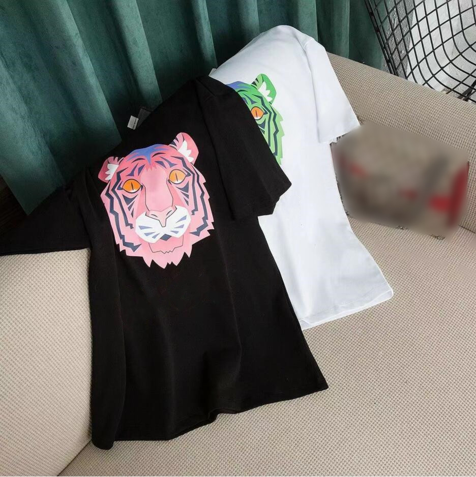 

Designer Brand Mens Womens T Shirts Plus Size Tees Shirts 100% Cotton Summer Casual Sweethearts outfit Short Sleeves Tiger Printed Round Neck, Black 16