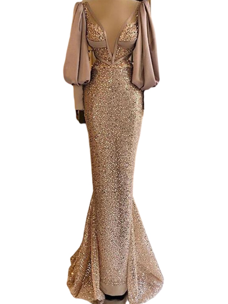 2022 Sexy Mermaid Prom Dresses Deep V-Neck Long Sleeves Hand Beaded Prom Dress Personalized Evening Gown Robe De Soiree