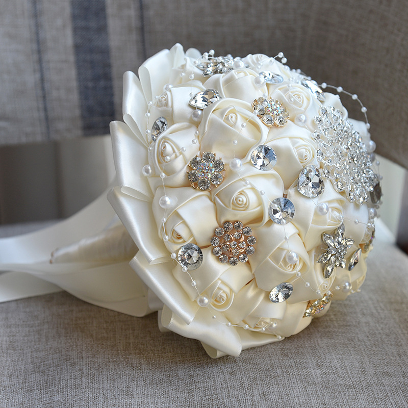 Beautiful In Stock Ivory Ribbon Flowers Stunning Bridal Bouquet Bridesmaid Wedding Bouquets Korean style European and American wedding gifts