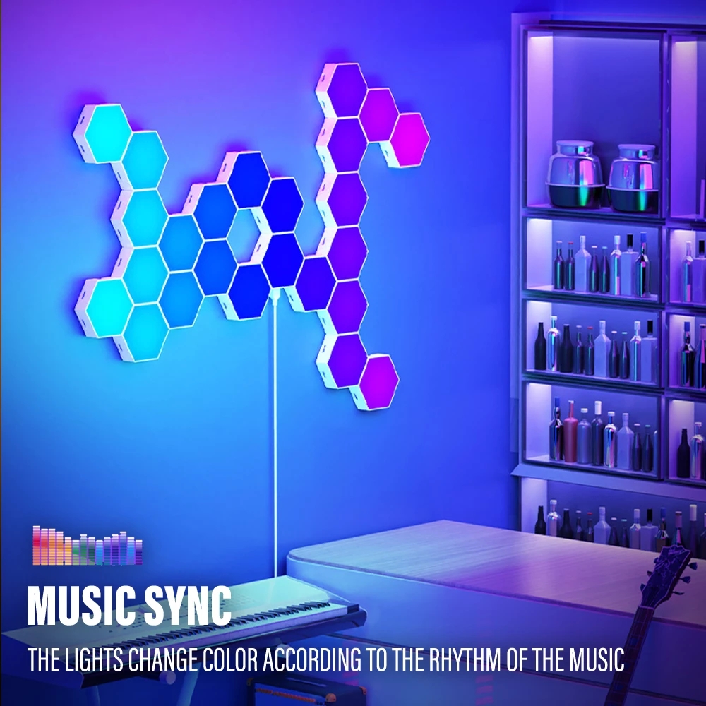 Wall RGB Lamp Bluetooth LED Hexagon Light Indoor APP Remote Control Night Lamp Computer Game Room Bedroom Bedside Decoration