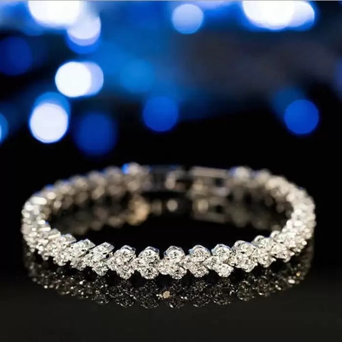 18K White Gold Plated Zirconia Tennis Bracelet Diamond Hand Chain for Men Women Heart Love Crystal Bracelets Bangle Lover Gift Valentine's Day We