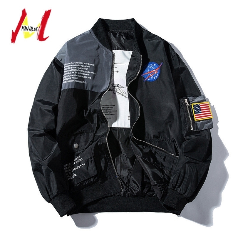 MANVALUE Popular Spring and Autumn Outwear Hip Hop College Coats Fashion Uniform Men's and Women's MA1 Pilot Suits Thin Jackets T200502
