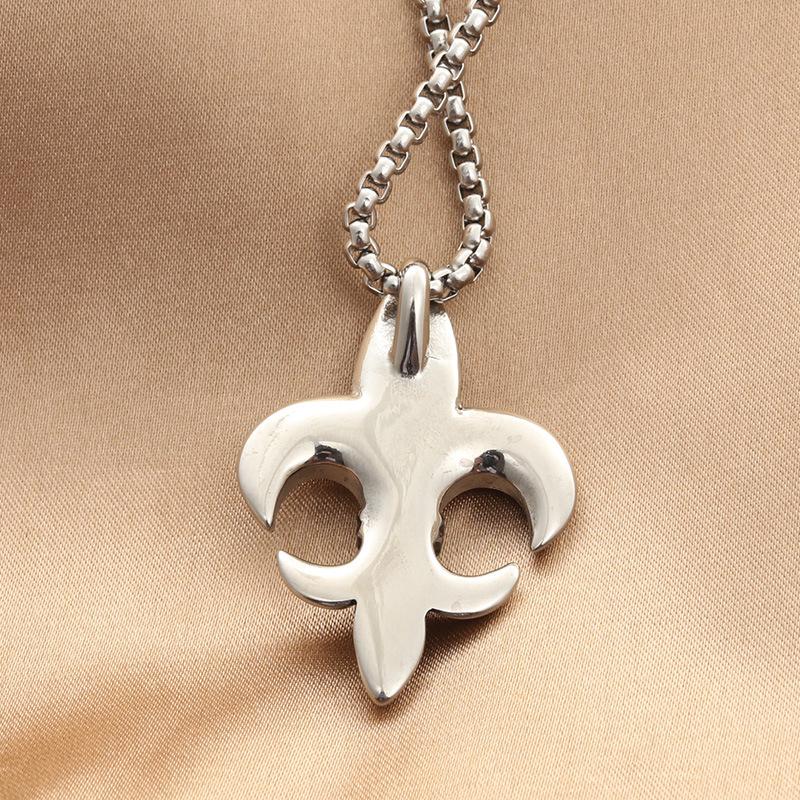 Pendant Necklaces Silver Lily For Women Men Fleur De Lis Flower Long Cross Chain Necklace Vintage French JewelryPendant