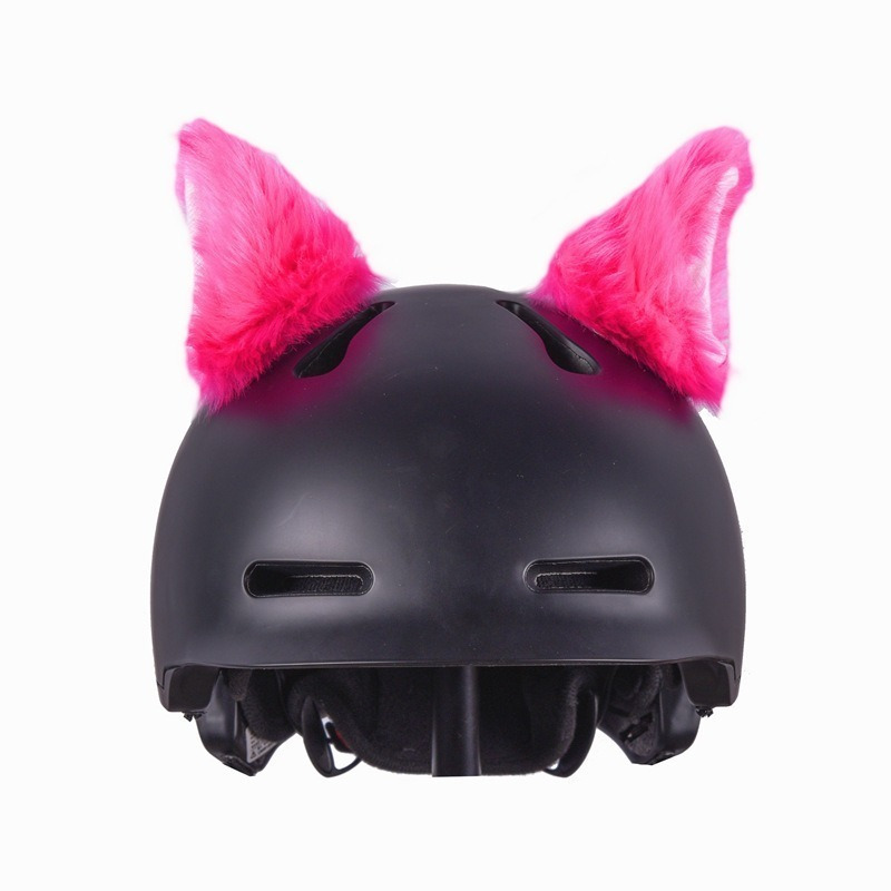 Cute Plush Cat Ears Helmet Car Motorcycle Bike Riding Full Face Off Road Helmet Decoration Sticker Auto Styling Accessories