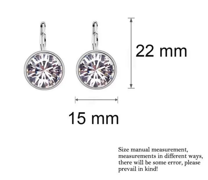 Designer Round Crystal Dangle Earring for Women Shiny Diamond Clip On Earrings Luxury Austrian Ctystal Circle Drop Earrings Fashion Birthday Wedding J