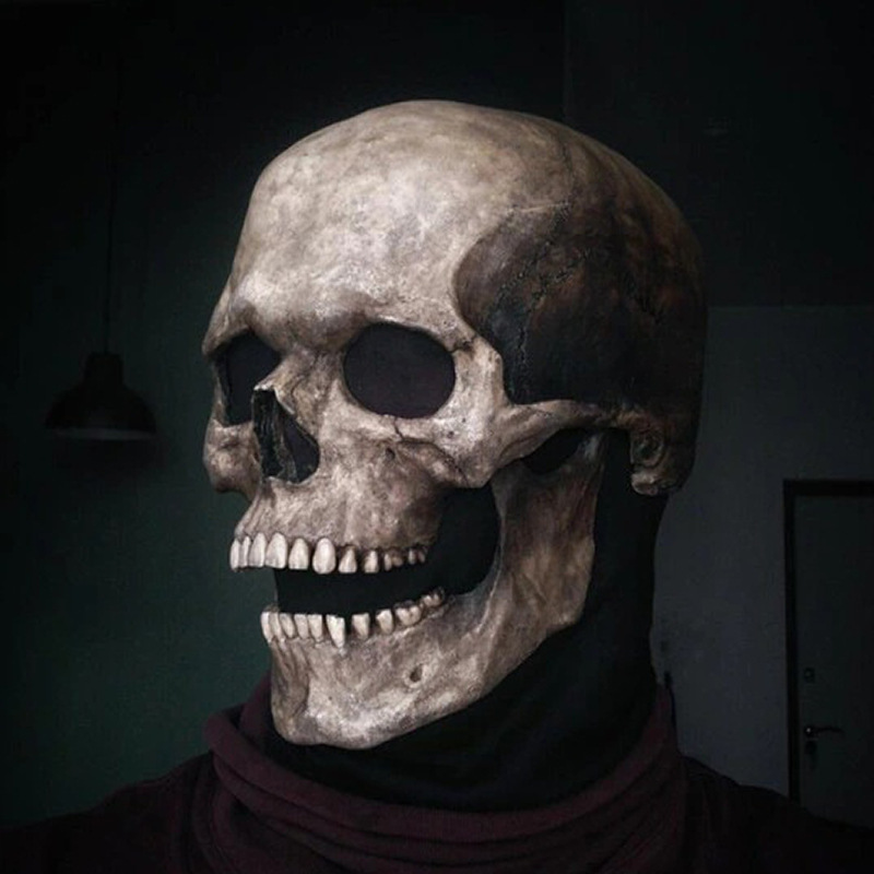 Halloween Party Full Head Skull Mask with Movable Jaw Scary Latex Adult Size Cosplay Masquerade Masks