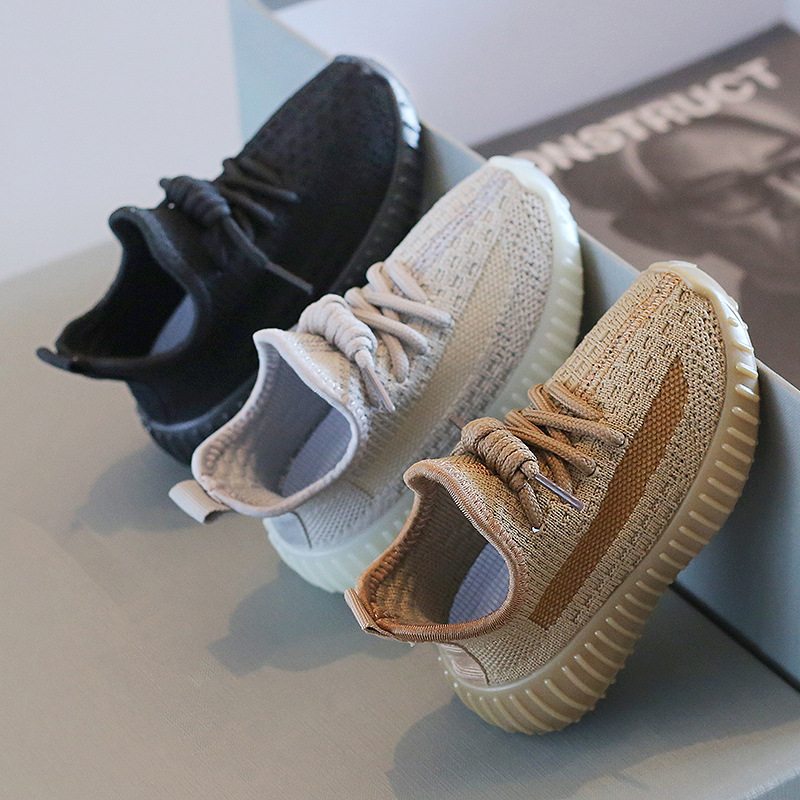 New spring and autumn boys sports shoes breathable mesh shoes flying woven girls casual soft bottom baby shoes