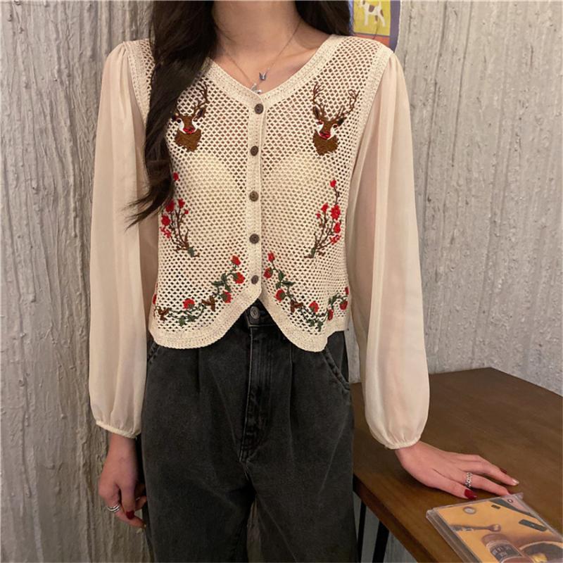 Women's Blouses & Shirts Boho Clothing Hollow Out Crochet Knitted Top Cardigan Women Tops And Chiffon Floral Embroidery Blusa Mujer 2022, White
Women's Blouses & Shirts Boho Clothing Hollow Out Crochet Knitted Top Cardigan Women Tops And Chiffon Floral Embroidery Blusa Mujer 2022, White