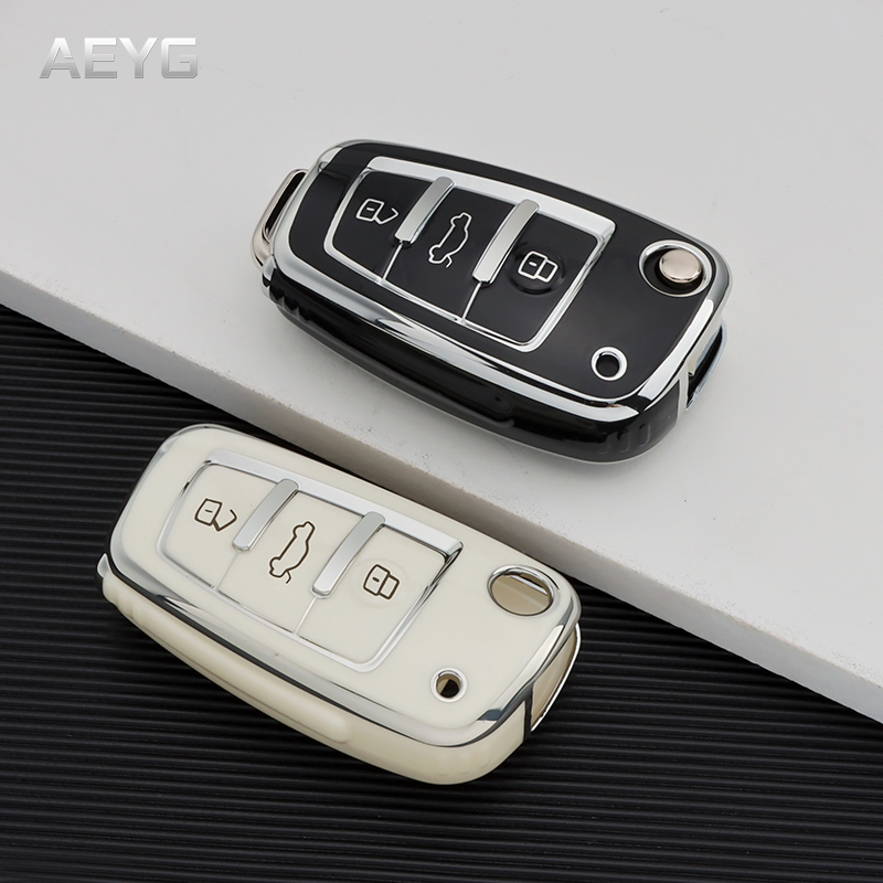 

TPU Car Remote Key Case Cover Shell Fob For Audi A1 A3 8L 8P A4 A5 B6 B7 B8 A6 C5 C6 4F RS3 Q3 Q5 Q7 TT 8V S3 S6 R8 TT RS Sline, Drill ring