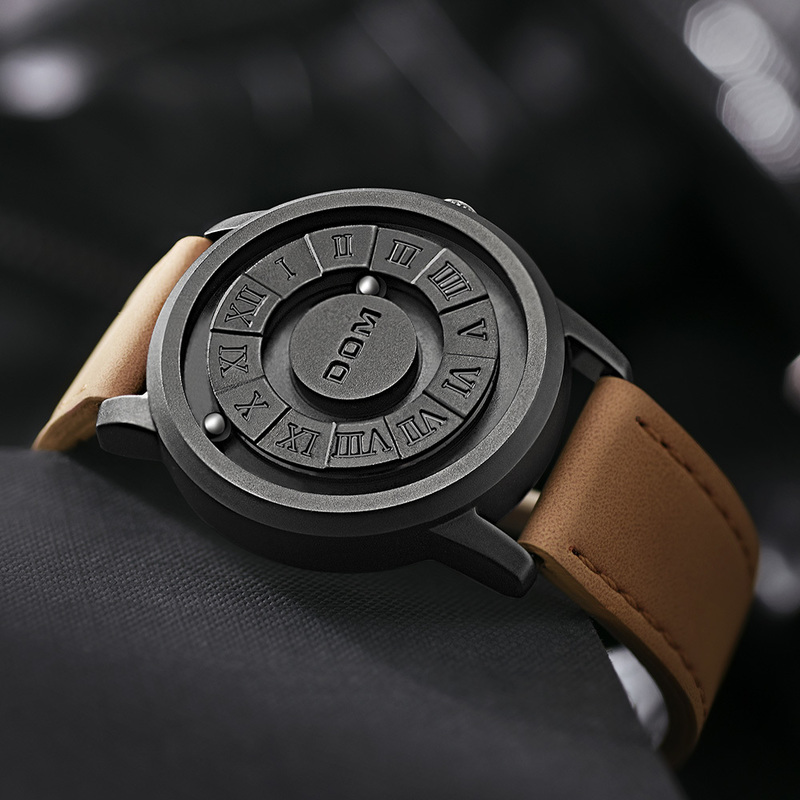 DOM Trend Concept Personality Men's Watch Creative Scrolling Pointer magnetic force Fashion watch for men Waterproof M-1345 220810