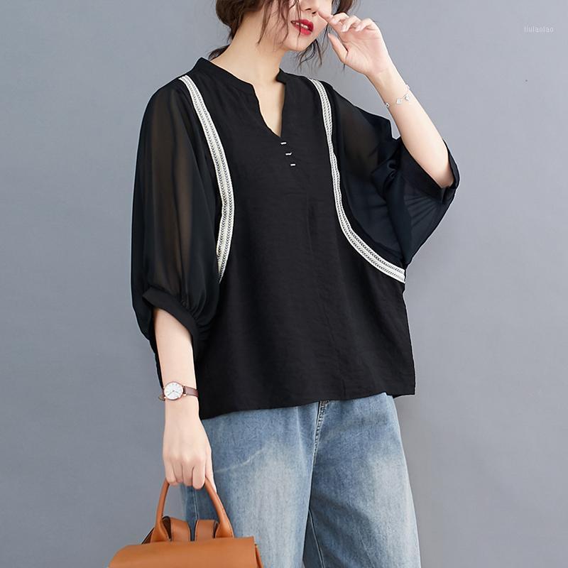 Oversized Loose Chiffon Women Blouse 2022 Summer O-Neck Lantern Sleeved Office Lady Elegant Pulls Tops Tees Women's Blouses & Shirts, Black
Oversized Loose Chiffon Women Blouse 2022 Summer O-Neck Lantern Sleeved Office Lady Elegant Pulls Tops Tees Women's Blouses & Shirts, Black