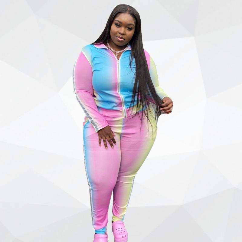 Women's Two Piece Pants Plus Size Clothes Women Sport Fitness Outfit Activewear -5XL 2 Set Gradient Patchwork Zip Top Wholesale Dropshpping
Women's Two Piece Pants Plus Size Clothes Women Sport Fitness Outfit Activewear -5XL 2 Set Gradient Patchwork Zip Top Wholesale Dropshpping