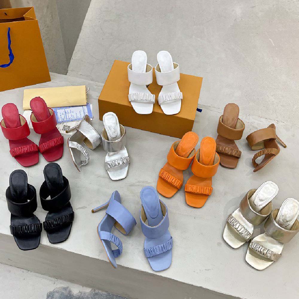 Women's sandals brand designer fashion fold design leather printing logo high-heeled shoes 8 colors, Box
Women's sandals brand designer fashion fold design leather printing logo high-heeled shoes 8 colors, Box