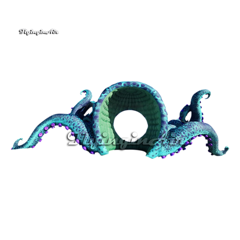 Simulated Large Green Inflatable Octopus Dancing Party DJ Booth Air Blow Up Octopus Model With Sucker-bearing Arms For Concert Stage Decoration