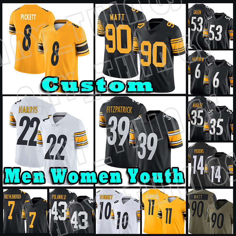 8 Kenny Pickett 90 T.J. Watt 22 Najee Harris Football Jerseys 43 Troy Polamalu 14 George Pickens Minkah Fitzpatrick Ben Roethlisberger Mitchell Trubisky Jerome Bettis, Custom men (g r)
8 Kenny Pickett 90 T.J. Watt 22 Najee Harris Football Jerseys 43 Troy Polamalu 14 George Pickens Minkah Fitzpatrick Ben Roethlisberger Mitchell Trubisky Jerome Bettis, Custom men (g r)