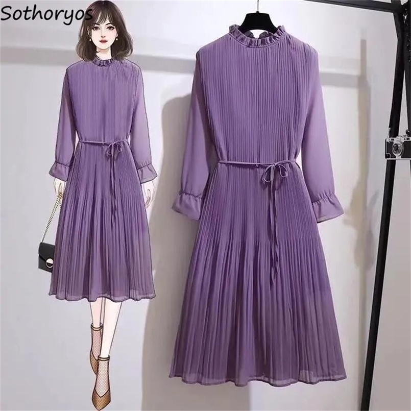 Long Sleeve Dress Women Pleated A line Sashes Elegant Young Fashion Chiffon 4XL Solid Office Ladies Fall Ruched Ins 220614, Purple
Long Sleeve Dress Women Pleated A line Sashes Elegant Young Fashion Chiffon 4XL Solid Office Ladies Fall Ruched Ins 220614, Purple