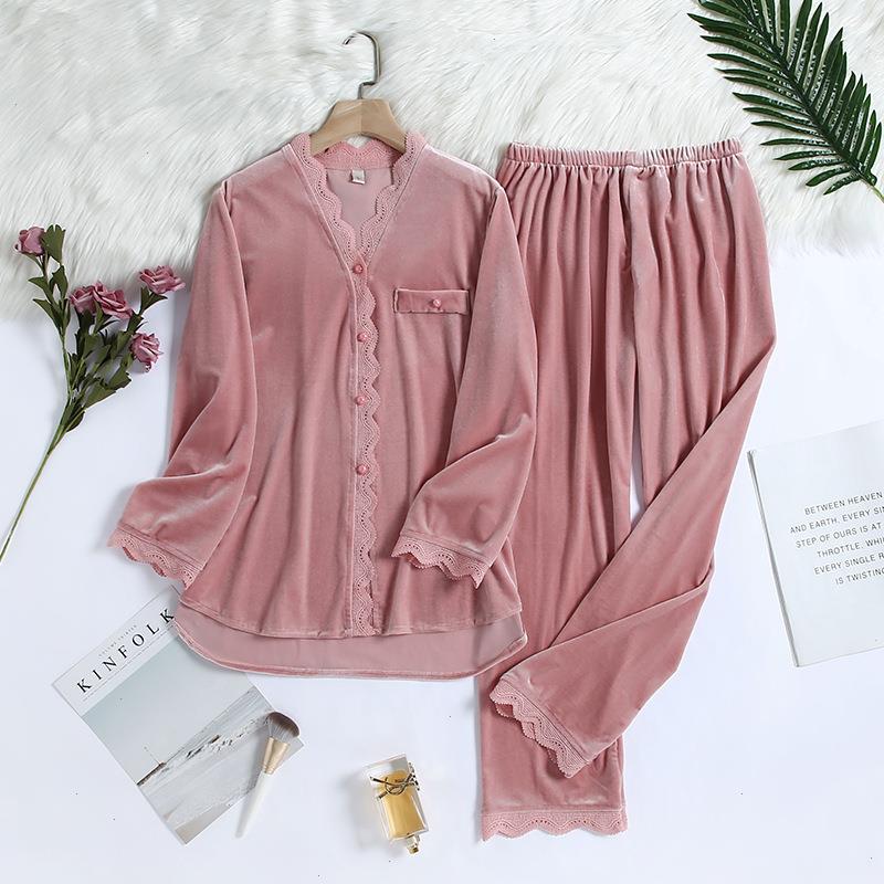 Pyjamas Women Winter Velvet Pajama Set Lace Sexy Sleepwear Pjs Ladies Long Sleeve Shirts Pants Pijama Nightwear Velour Home Suit, Silk suit
Pyjamas Women Winter Velvet Pajama Set Lace Sexy Sleepwear Pjs Ladies Long Sleeve Shirts Pants Pijama Nightwear Velour Home Suit, Silk suit
