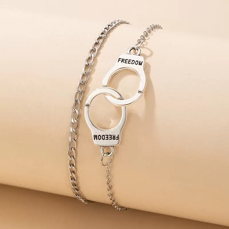 Creative Freedom Handcuff Anklet for Women Boho Summer Beach Anklets Double Layer Foot Chain Jewelry Accessories Wholesale Price