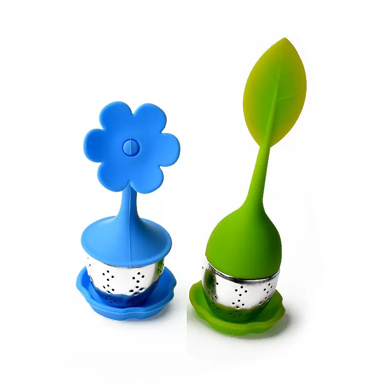 Thickened flower tree leaf silica gel tea filter creative ball drain silica gel maker high temperature resistan