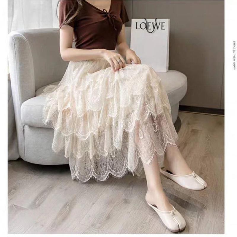 Skirts Fashion Elastic High Waist Lace Women Spring Summer Skirt Korean Elegant Casual Black Apricot White Long Maxi X237Skirts
Skirts Fashion Elastic High Waist Lace Women Spring Summer Skirt Korean Elegant Casual Black Apricot White Long Maxi X237Skirts