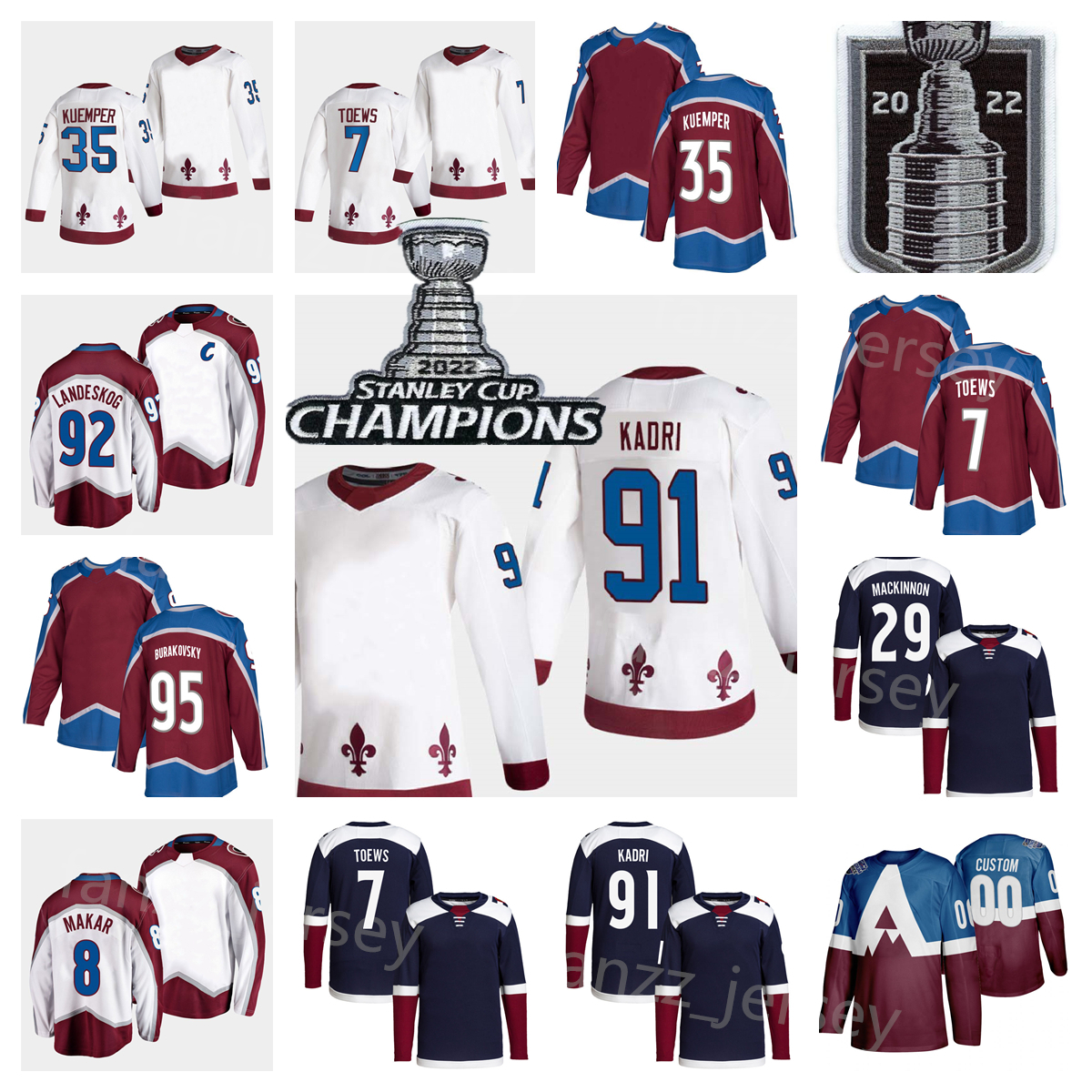 Stanley Cup Final Hockey Champions Jersey Nazem Kadri Devon Toews Valeri Nichushkin Artturi Lehkonen JT Compher Darcy Kuemper Andre Burakovsky Byram Man Kids Woman, Red blue
Stanley Cup Final Hockey Champions Jersey Nazem Kadri Devon Toews Valeri Nichushkin Artturi Lehkonen JT Compher Darcy Kuemper Andre Burakovsky Byram Man Kids Woman, Red blue