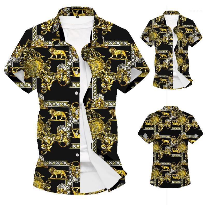 Men's Casual Shirts Foreign Trade High Quality Spring And Summer Beach Fit Loose Party Printed Short Sleeve Shirt, Gold 
Men's Casual Shirts Foreign Trade High Quality Spring And Summer Beach Fit Loose Party Printed Short Sleeve Shirt, Gold