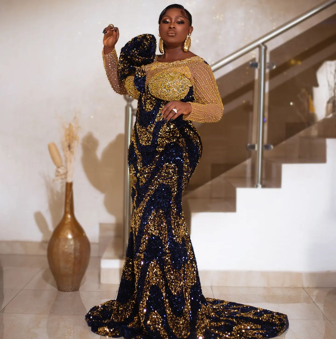 Plus Size Arabic Aso Ebi Luxurious Mermaid Sparkly Prom Dresses Beaded Stylish Evening Formal Party Second Reception Birthday Engagement Gowns Dress Z