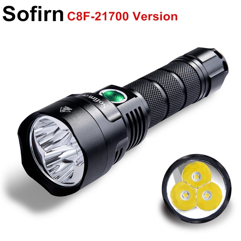 Sofirn C8F 21700 Version Powerful LED flashlight Triple Reflector Cree XPL 3500lm Super Bright Torch with 4 Groups Ramping 220401
Sofirn C8F 21700 Version Powerful LED flashlight Triple Reflector Cree XPL 3500lm Super Bright Torch with 4 Groups Ramping 220401