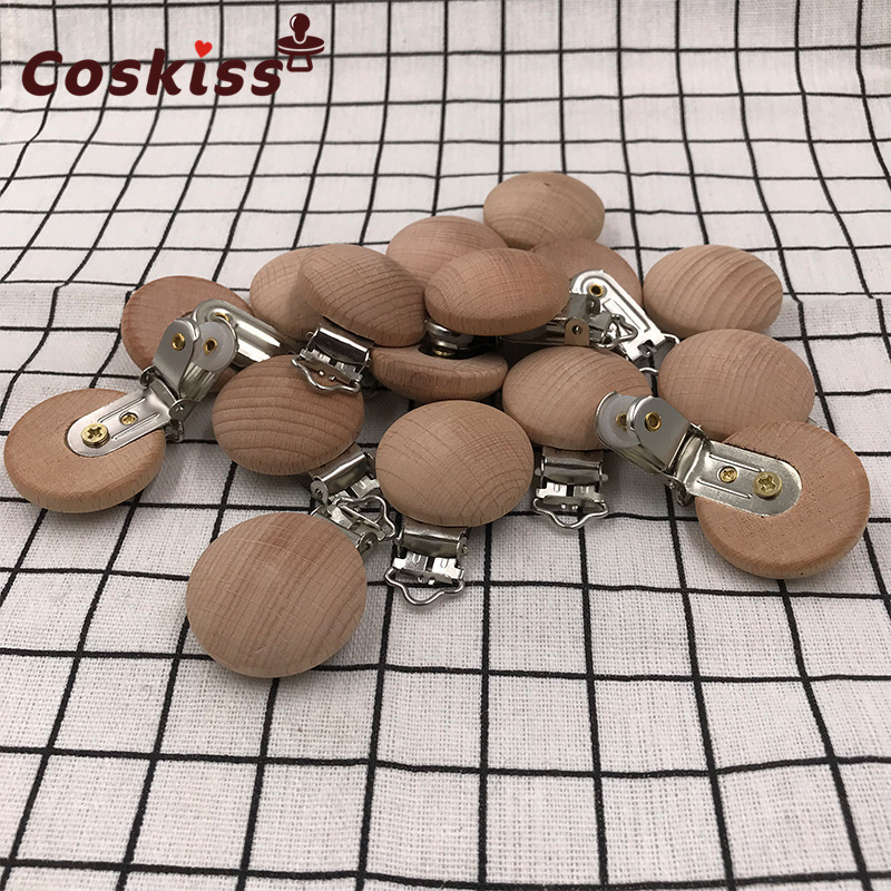 20pcs Wooden Pacifier Clip Nursing Accessories Beech Pacifier Clips Chewable Teething Diy Dummy Clip Chains Baby Teether 220507