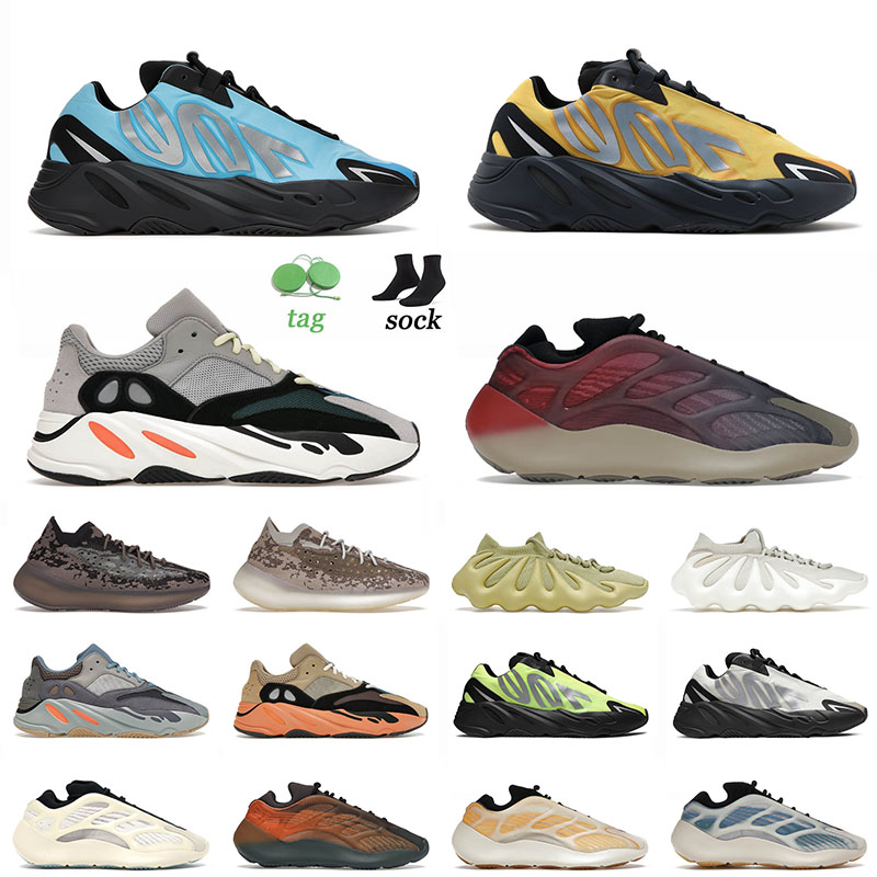 2022 Top Quality Sports 700 v2 v3 Running Shoes Fade Carbon Bright Cyan Hi Res Blue Cream for Mens Women Sneakers Trainers Kanye Yeezy 380 Yeezys Boost Yeezies, C14 black silver 39-46