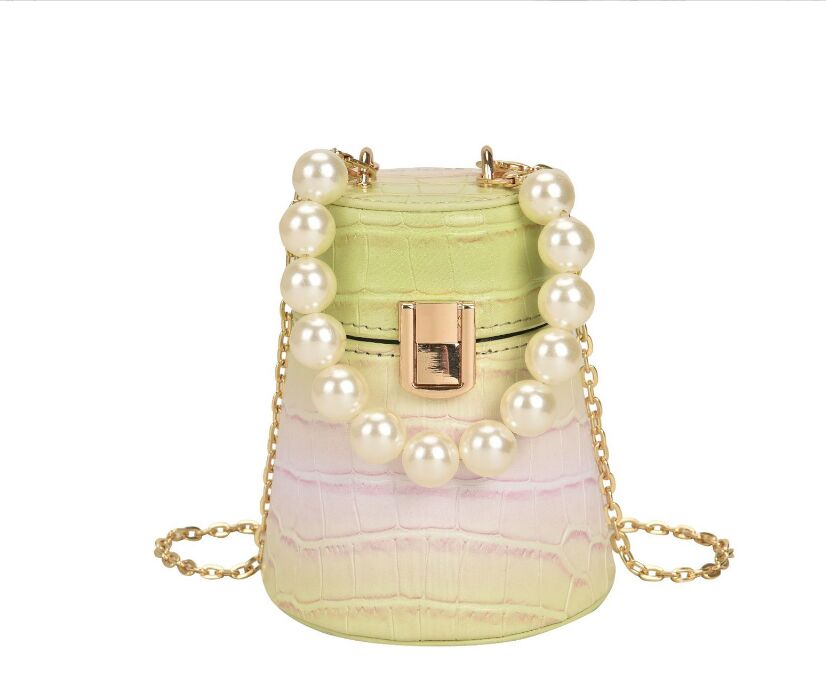 Fashion Women Pearl Bucket Bags Designer Yellow Purple Blue Small Handbags and Purse Female Chain Mini Shoulder Bag Party Clutch, 12cm-14cm-9cm 
Fashion Women Pearl Bucket Bags Designer Yellow Purple Blue Small Handbags and Purse Female Chain Mini Shoulder Bag Party Clutch, 12cm-14cm-9cm