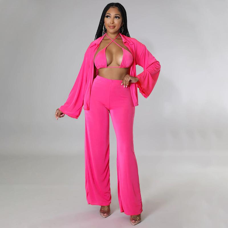 Women' Two Piece Pants Solid 3 Set Casual Women Outfits Lace Up Bra Long Sleeve Shirt Cardigan Wide Leg Elegant Office Lady OutfitsWomen, Black
Women' Two Piece Pants Solid 3 Set Casual Women Outfits Lace Up Bra Long Sleeve Shirt Cardigan Wide Leg Elegant Office Lady OutfitsWomen, Black