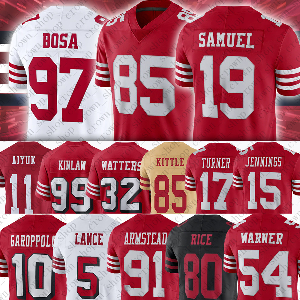 85 George Kittle 49erses Football Jerseys Trey Lance Nick Bosa Deebo Samuel Brandon Aiyuk Colin Kaepernick Joe Montana Javon Arik Armstead Jauan Jennings, Men(49r)
85 George Kittle 49erses Football Jerseys Trey Lance Nick Bosa Deebo Samuel Brandon Aiyuk Colin Kaepernick Joe Montana Javon Arik Armstead Jauan Jennings, Men(49r)