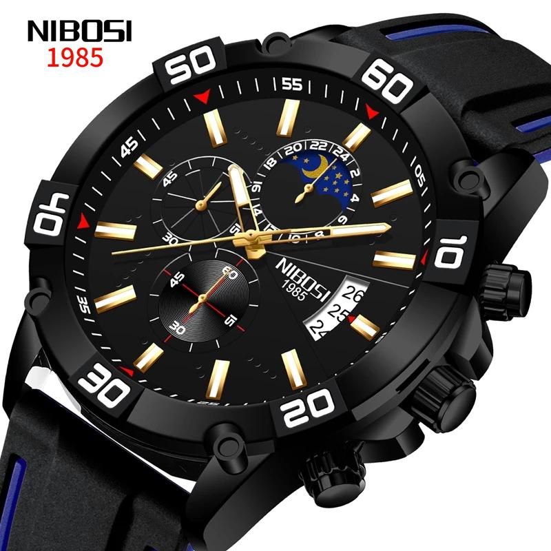 Wristwatches NIBOSI 2022 Fashion Watch Mens Watches Top Gold Quartz Stainless Steel Chronograph Men Relogio Masculino, Silicone blue black
Wristwatches NIBOSI 2022 Fashion Watch Mens Watches Top Gold Quartz Stainless Steel Chronograph Men Relogio Masculino, Silicone blue black