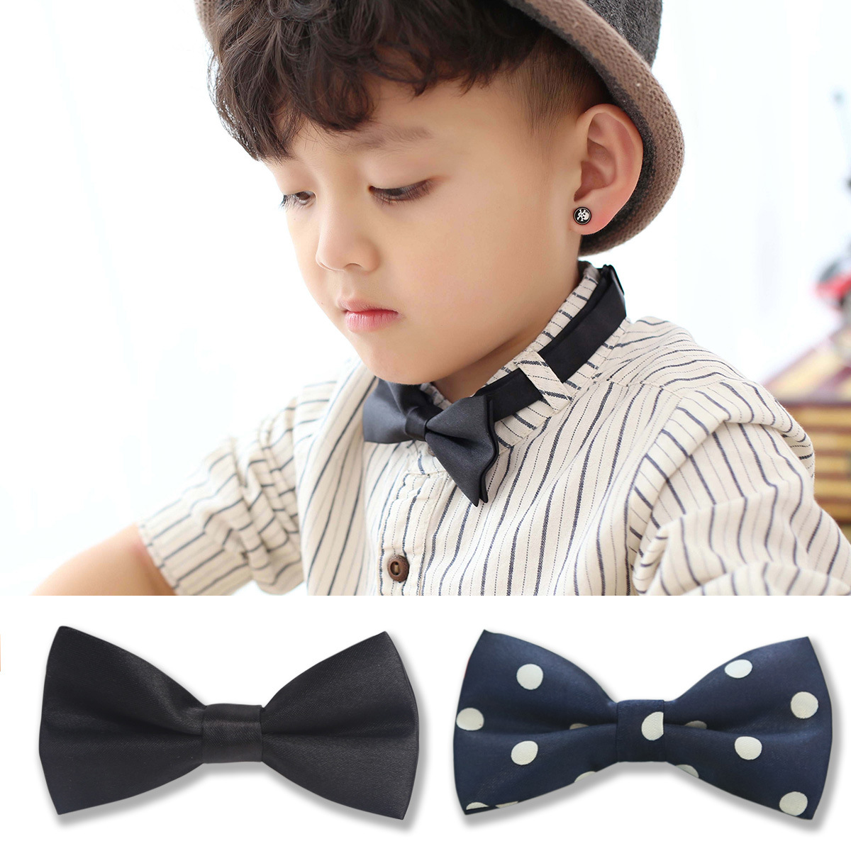 Cute Soild Color Kids Butterfly Bow Ties for Children Boys Girls Necktie Wedding Party Satin Bowtie Pet Dog Cat Neck Jewelry