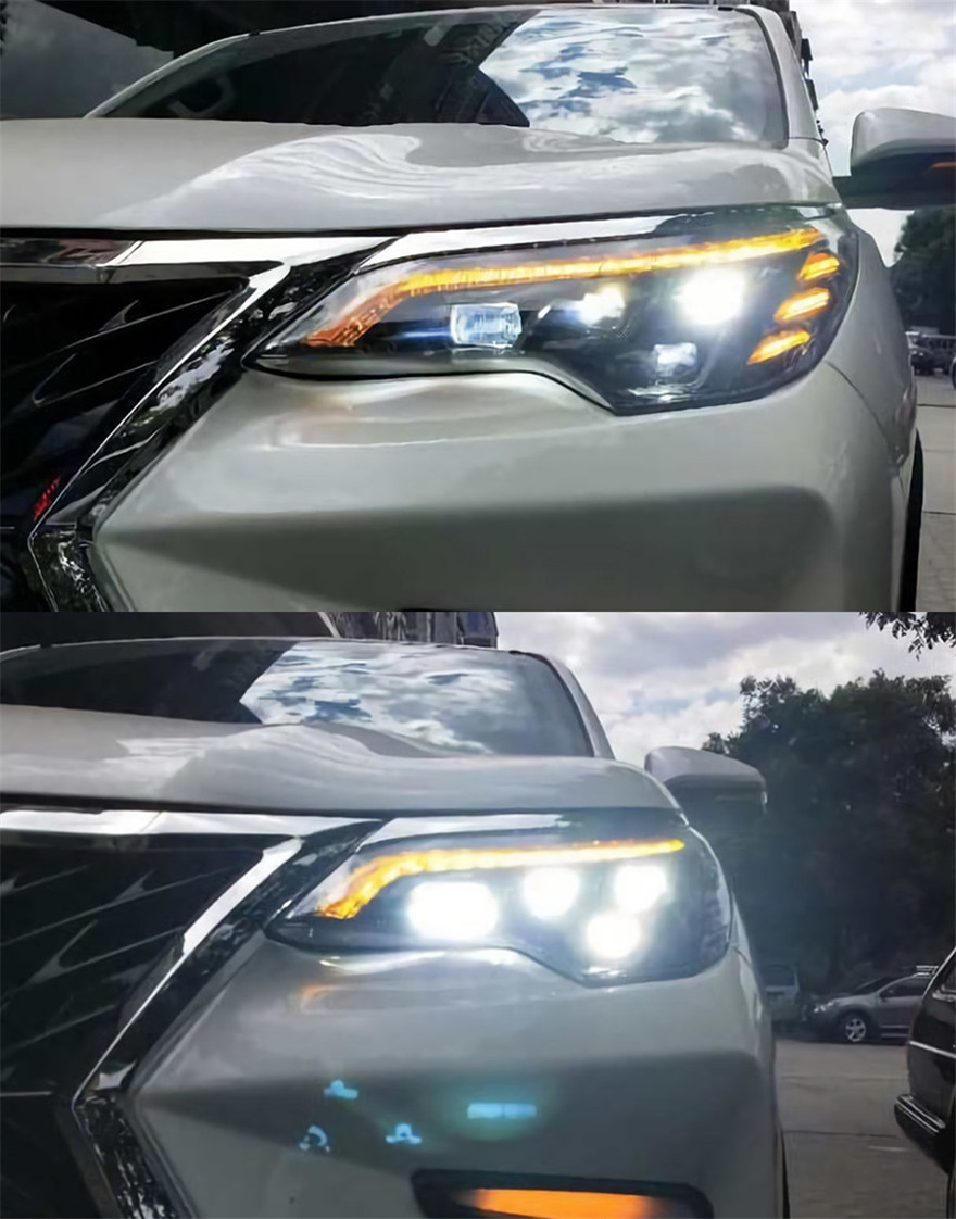 Car Head Lights Parts For Toyota Fortuner 20 16-20 20 LED Front Matrix Headlight Replacement DRL Daytime Light Projector Facelift