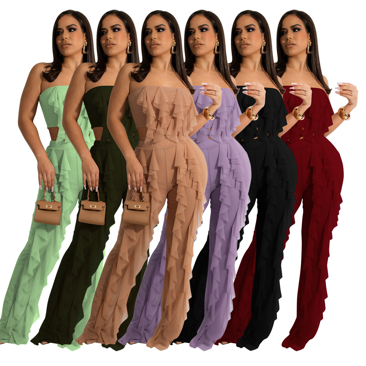Summer Side of Fungus Tracksuits For Women Solid Color Strapless Tube Top And Splicing Loose Pants Casual Sexy 2 Piece Sets K10069, Black
Summer Side of Fungus Tracksuits For Women Solid Color Strapless Tube Top And Splicing Loose Pants Casual Sexy 2 Piece Sets K10069, Black
