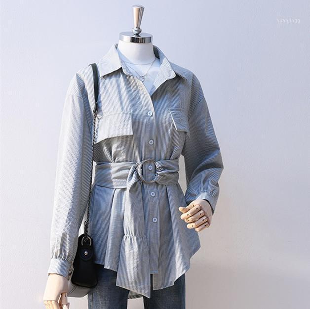 Fashion Womens Sleeve Tops And Blouses Long Casual Shirts Striped Korean Design Blouse With Belt Ladies Blusas Clothes Women, Pink
Fashion Womens Sleeve Tops And Blouses Long Casual Shirts Striped Korean Design Blouse With Belt Ladies Blusas Clothes Women, Pink