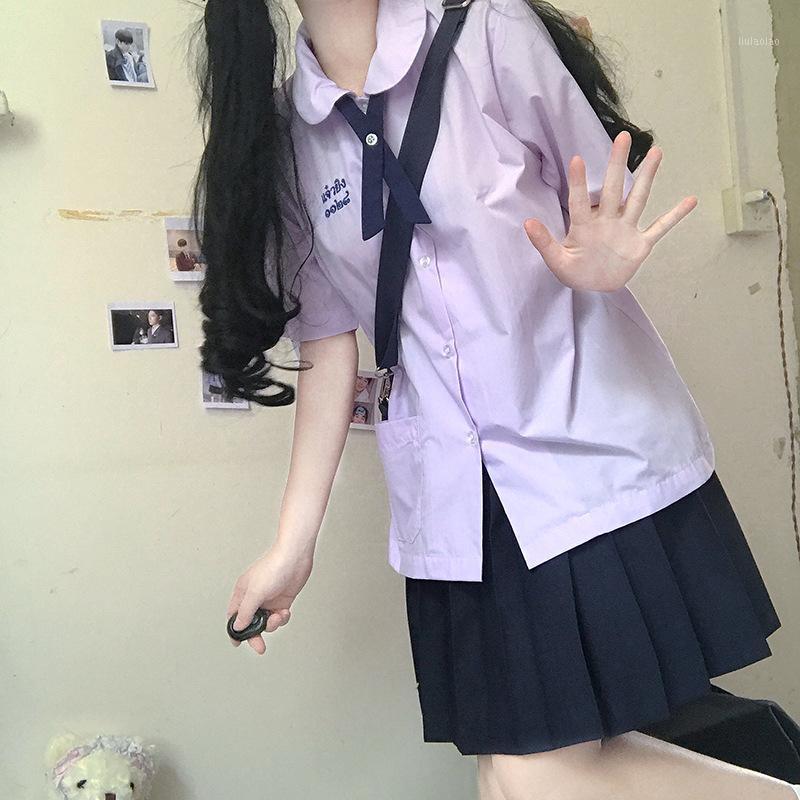 Women' Blouses & Shirts 2022 Summer Jk Solid Color Shirt Girl Lilac Short-sleeved Round Neck Student Lady Button
Women' Blouses & Shirts 2022 Summer Jk Solid Color Shirt Girl Lilac Short-sleeved Round Neck Student Lady Button