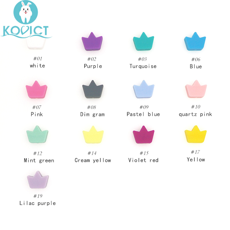 Kovict wholesale 100/200/500pcs Silicone Beads star heart crown DIY Teething Necklace Accessories Teething Pacifier 220507