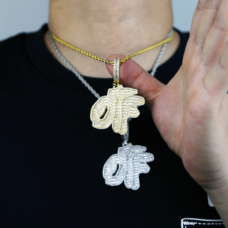 Men Hip Hop Iced Out OTF Letter Pendant Necklace Bling 5A Cubic Zirconia Paved Tennis Chain Necklace Jewelry