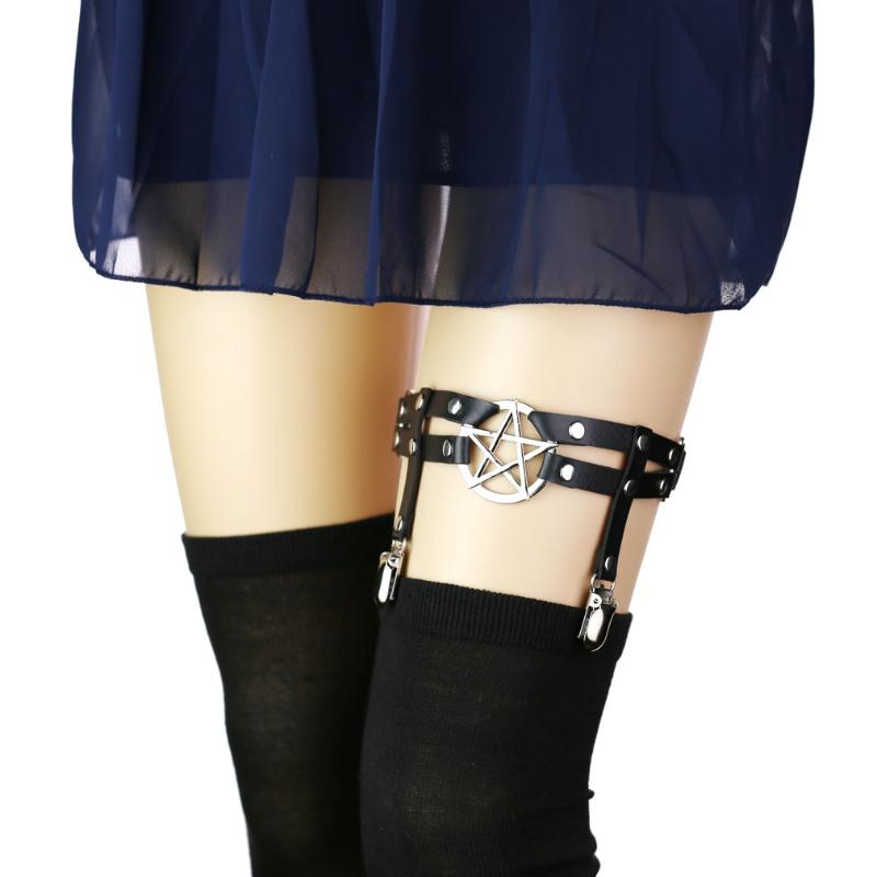 Garters Harajuku Punk Style Pentagram Leather Handmade Rivet Hip-hop Leg Loop Personality Double Row Elastic Garter BeltGarters, White
Garters Harajuku Punk Style Pentagram Leather Handmade Rivet Hip-hop Leg Loop Personality Double Row Elastic Garter BeltGarters, White