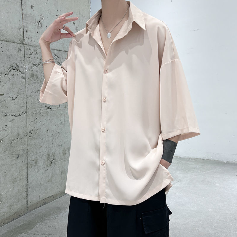 Privathinker Half Sleeve Men Solid Shirts Summer Casual Oversize Blouses White Fashion Male Cardigan Vintage Korean Clothing 220322