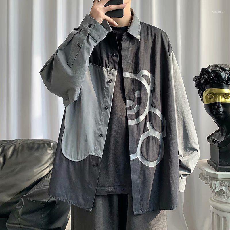 Long Sleeve Shirt Men's Casual Loose Printed Cartoon Bear Stitching Design Coat Thin Spring Tide Fashion Male Tops Clothes Shirts, Black
Long Sleeve Shirt Men's Casual Loose Printed Cartoon Bear Stitching Design Coat Thin Spring Tide Fashion Male Tops Clothes Shirts, Black