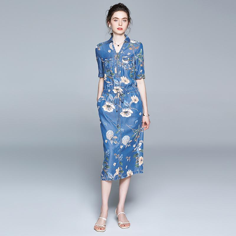 Casual Dresses -3XL Summer Denim Shirt Dress Runway Women V Neck Zippers Flower Print Cowboy Short Sleeve Elastic Waist Lace Up Midi Vestid, Blue
Casual Dresses -3XL Summer Denim Shirt Dress Runway Women V Neck Zippers Flower Print Cowboy Short Sleeve Elastic Waist Lace Up Midi Vestid, Blue